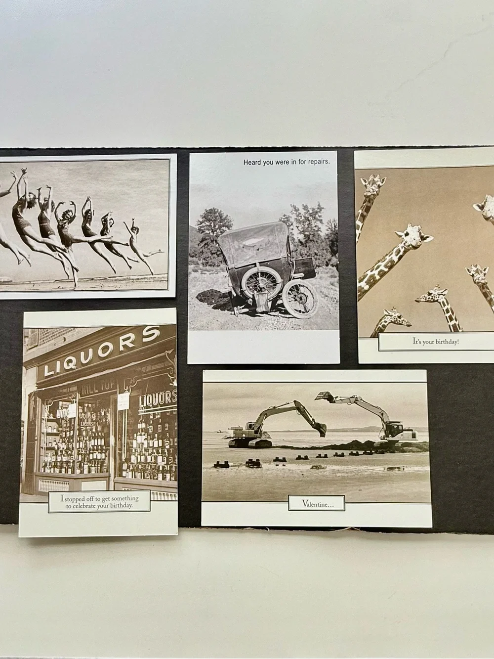 Vintage Liquors Storefront Sepia Photo Print Birthday card.
